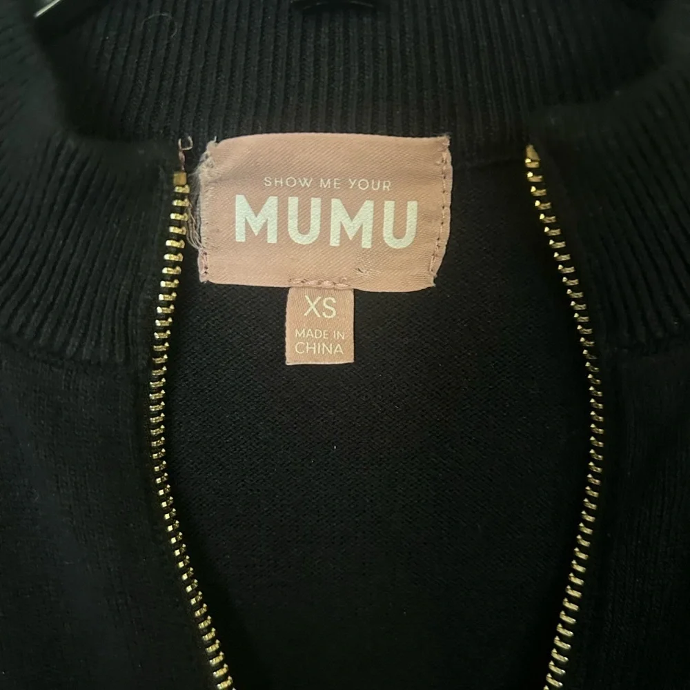 SHOW ME YOUR MUMU CHARLIE ZIP MAXI SWEATER DRESS - BLACK & GOLD